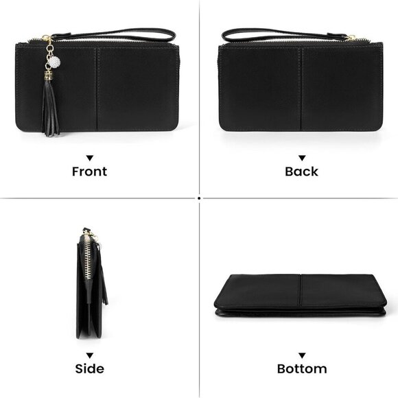 ❤️ Leather Wristlet Clutch for Women Ultra-Slim Ladies Credit Card Holder Wallet - Picture 8 of 9